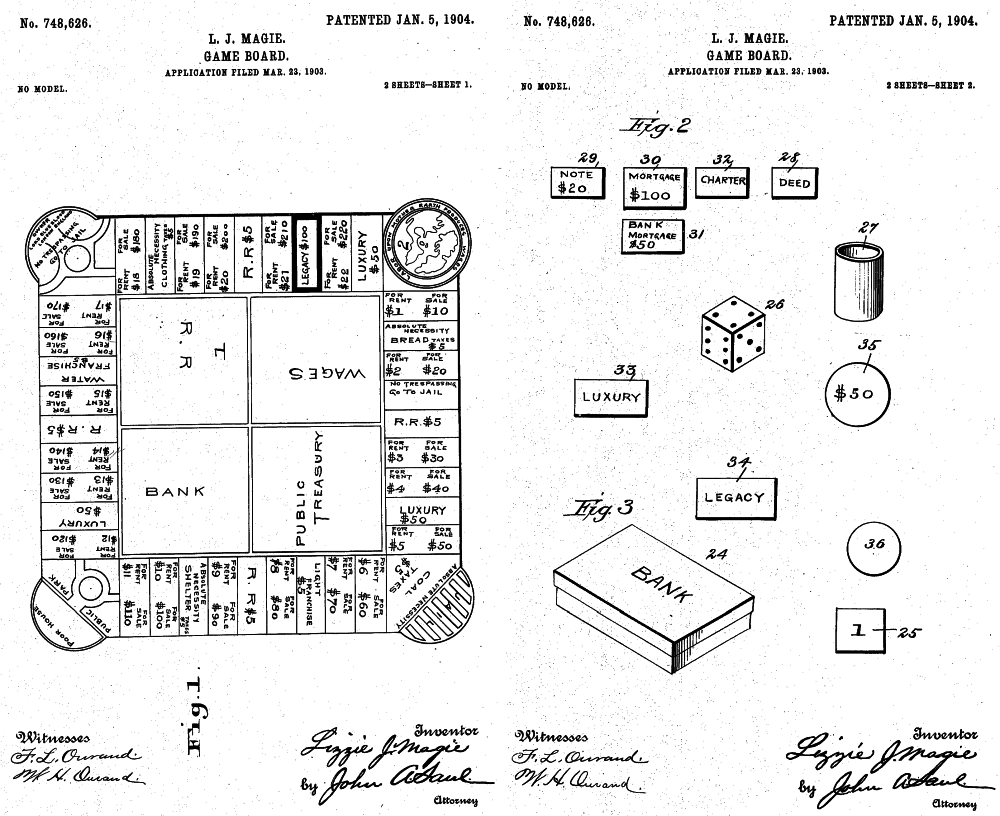 The Landlord's Game - Proto-Monopoly Patent Drawing