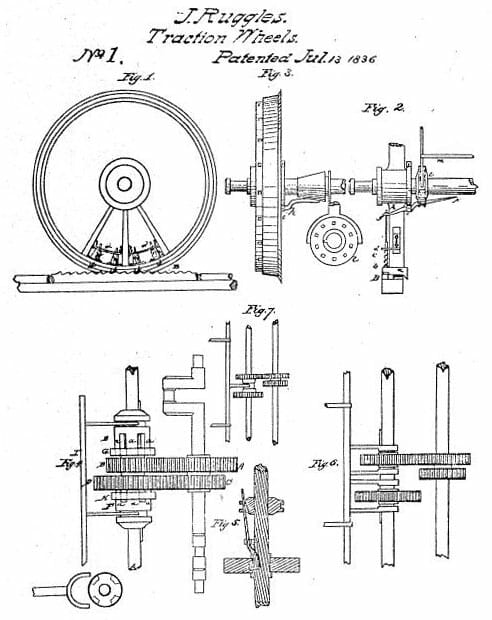 John Ruggles Traction Wheels Patent Drawing